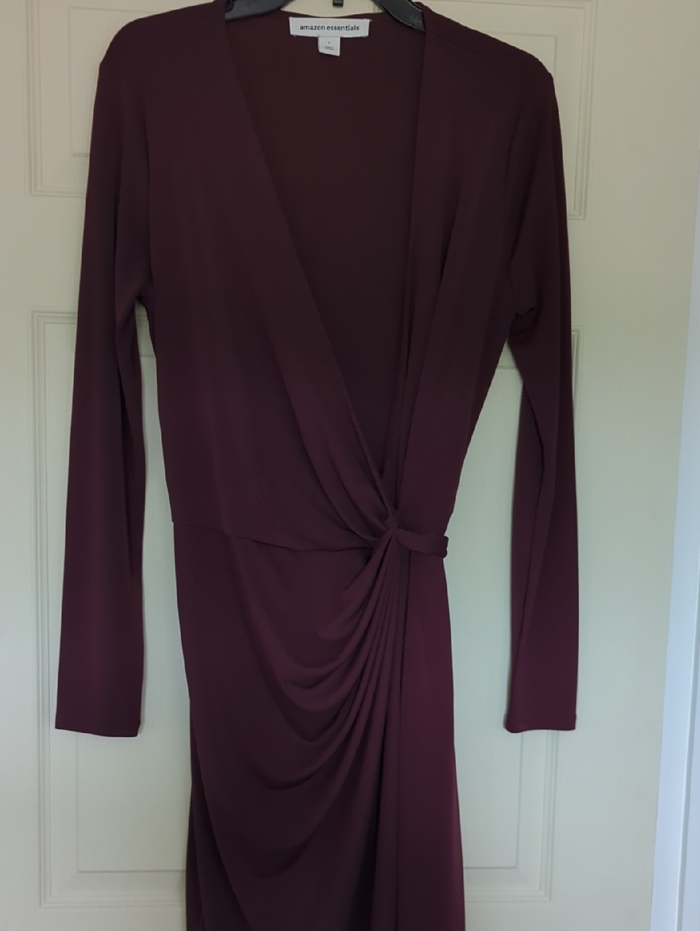 Amazon Essentials Plum Long-Sleeve Faux Wrap Dress